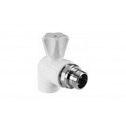 Кран шаровой для радиатора угловой 25х1/2" (40/10) (Valfex) ЗАВОД ВАЛФ-РУС БЕЛЫЙ