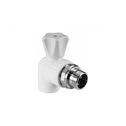 Кран шаровой для радиатора угловой 25х1/2" (40/10) (Valfex) ЗАВОД ВАЛФ-РУС БЕЛЫЙ