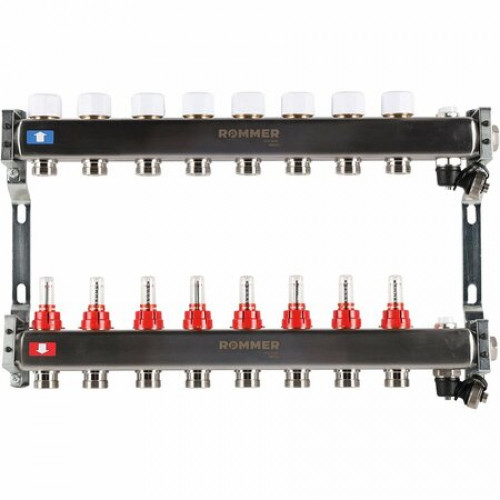 RMS-1201-000008 ROMMER Коллектор из нерж.8 вых. с расходомерами, с клапаном вып. воздуха и сл